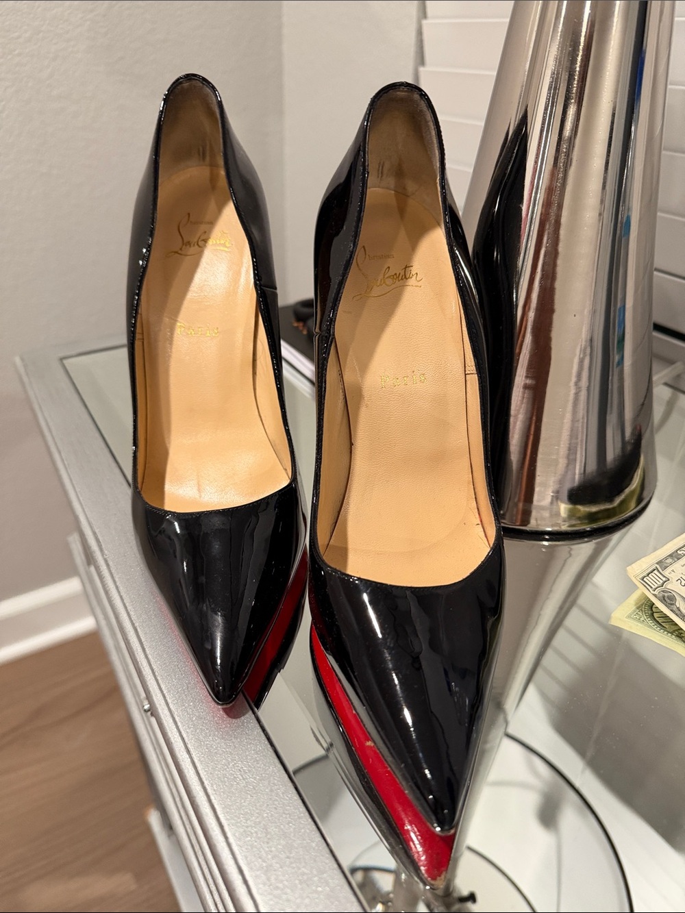 Christian Louboutin So Kate 120 Patent Leather Pumps Black & Red